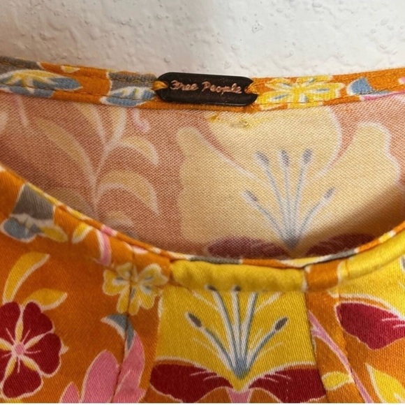 FREE PEOPLE Sasha Mini Dress ORANGE YELLOW PINK FLORAL Short SIZE S - Picture 4 of 8